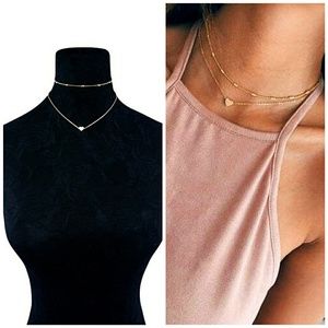 NEW Gold Heart Necklace & Choker